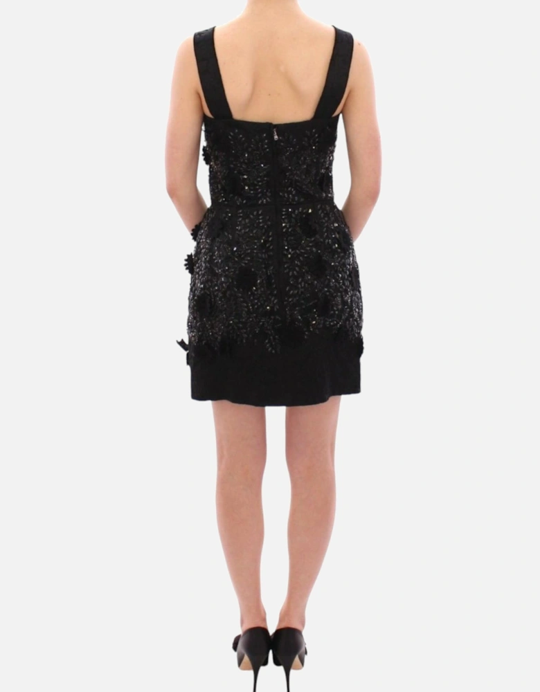 Embellished Mini Dress Black Beaded Women Dresses