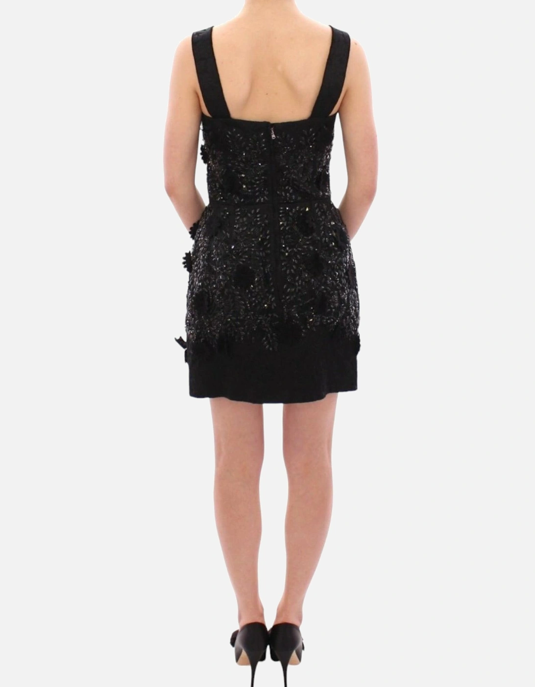 Embellished Mini Dress Black Beaded Women Dresses