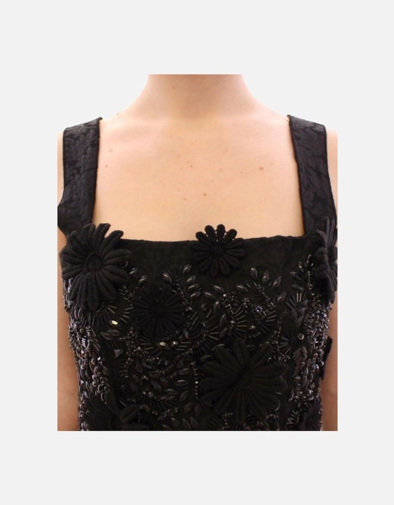 Embellished Mini Dress Black Beaded Women Dresses