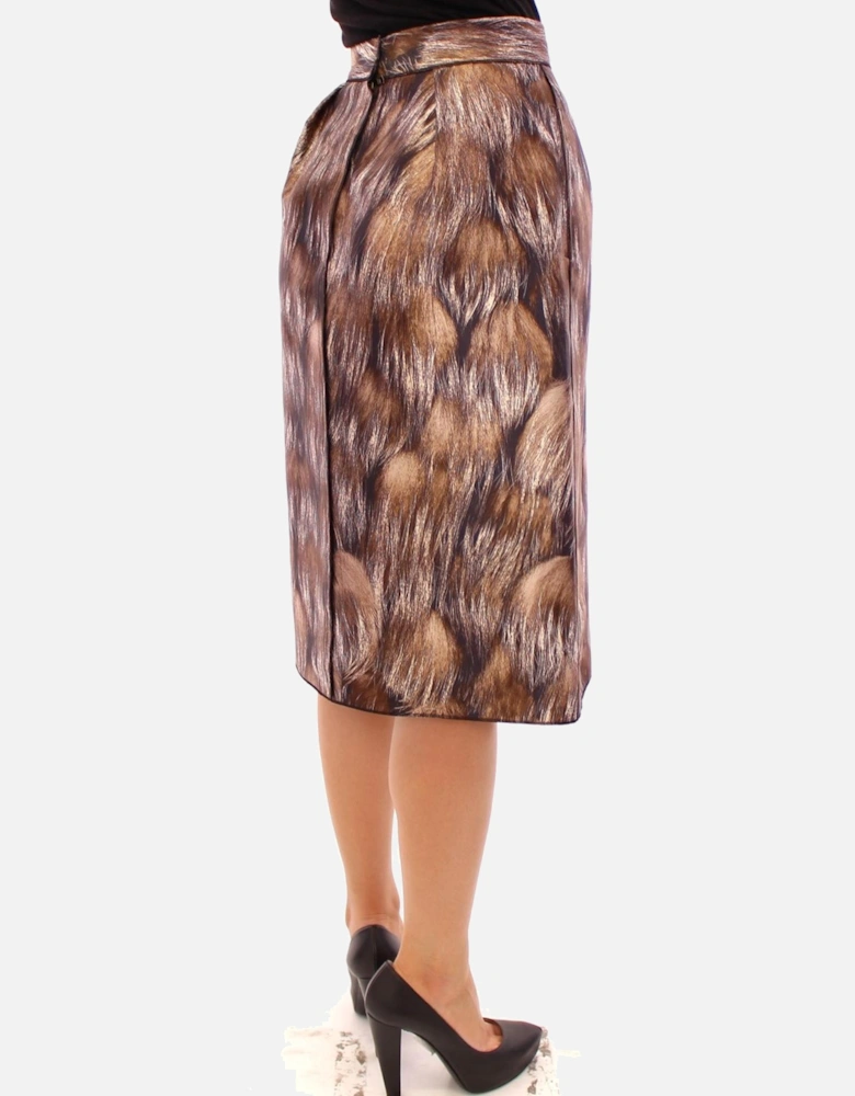 Dolce Gabbana Animal Print Pleated Midi Skirt Women - Brown