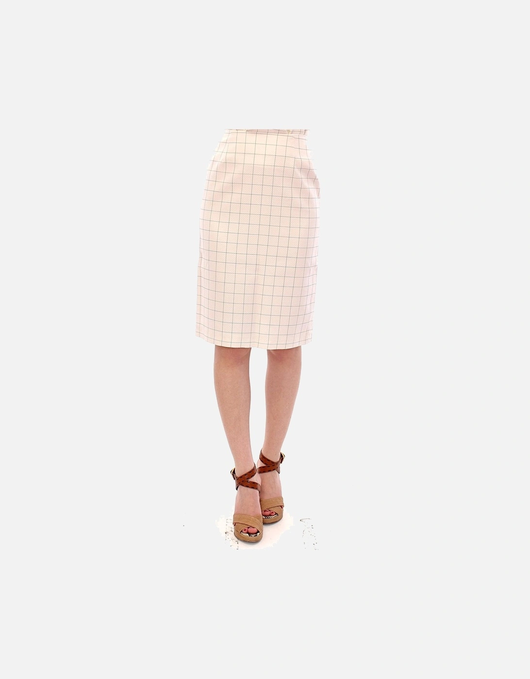 Pencil Skirt Grid Pattern KneeLength Women - White, 7 of 6