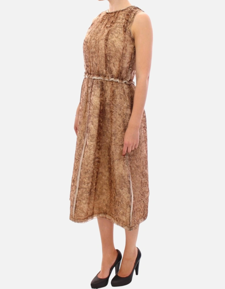 Dolce Gabbana Midi Dress Sleeveless Round Neck Women - Brown Dresses