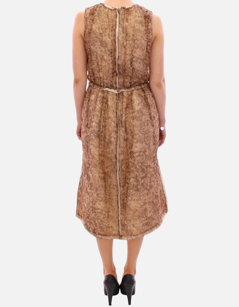 Dolce Gabbana Midi Dress Sleeveless Round Neck Women - Brown Dresses