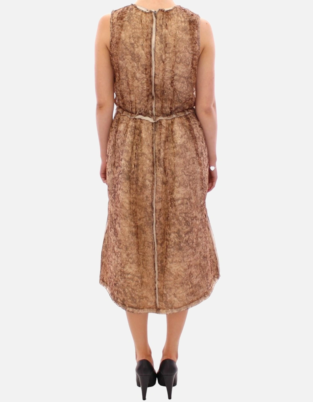 Dolce Gabbana Midi Dress Sleeveless Round Neck Women - Brown Dresses