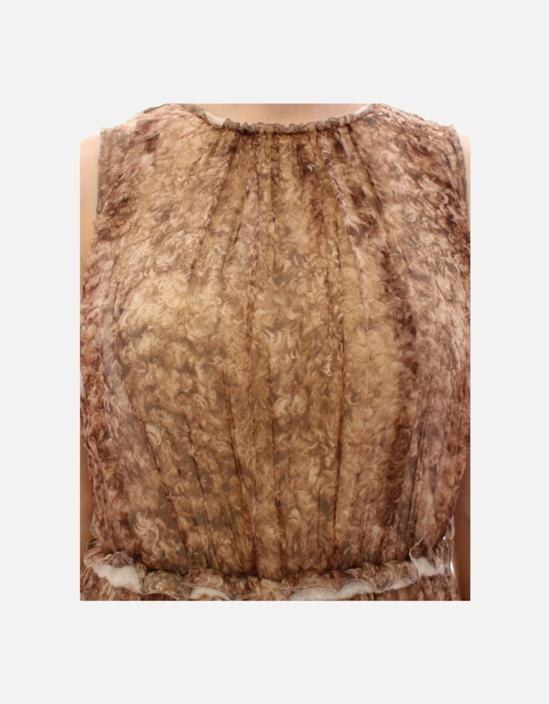 Dolce Gabbana Midi Dress Sleeveless Round Neck Women - Brown Dresses
