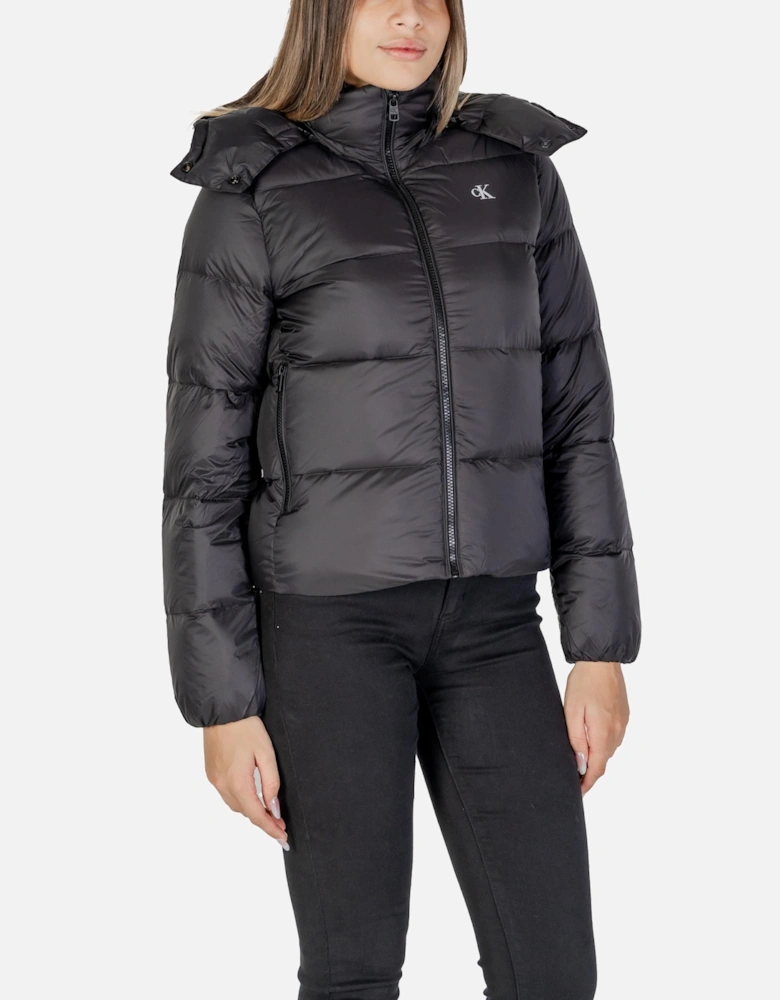 Zip Front Plain Blazer with Pockets Women - Black Jackets