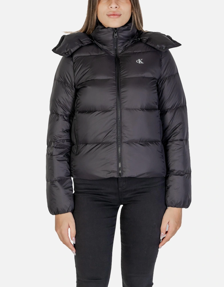 Zip Front Plain Blazer with Pockets Women - Black Jackets