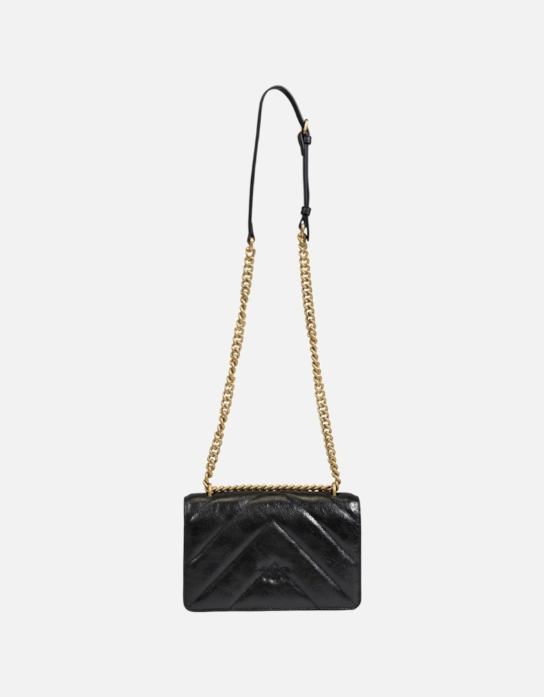 Leather Shoulder Bag with Clip Fastening Women - Black