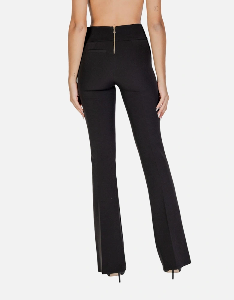 Plain Zip-Fastening Trousers with Back Pockets Women - Black