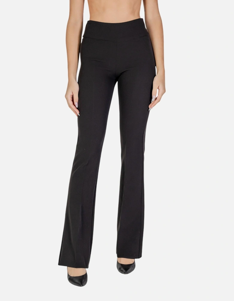 Plain Zip-Fastening Trousers with Back Pockets Women - Black