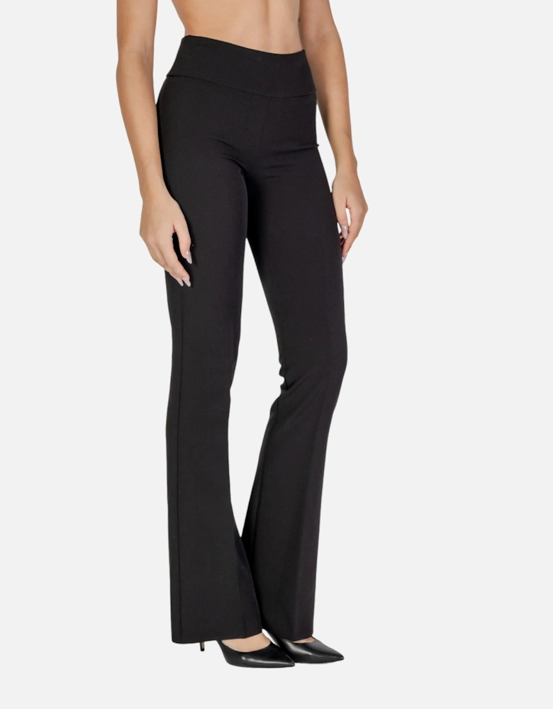 Plain Zip-Fastening Trousers with Back Pockets Women - Black