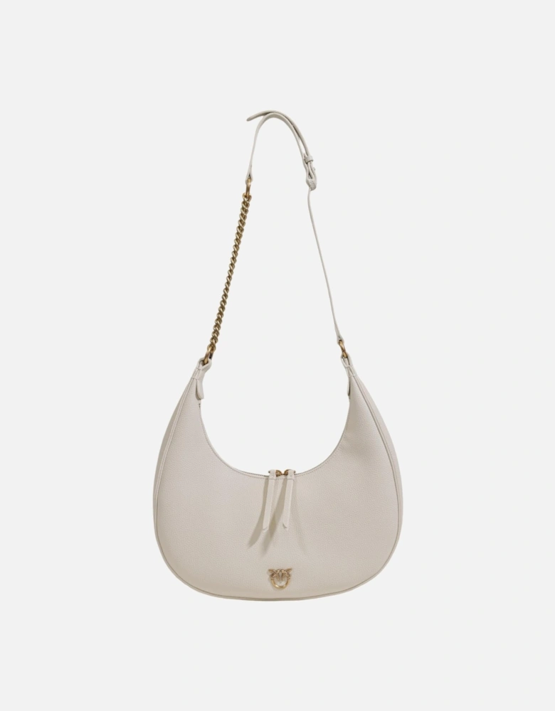 Leather Shoulder Bag with Zip Closure Women - White