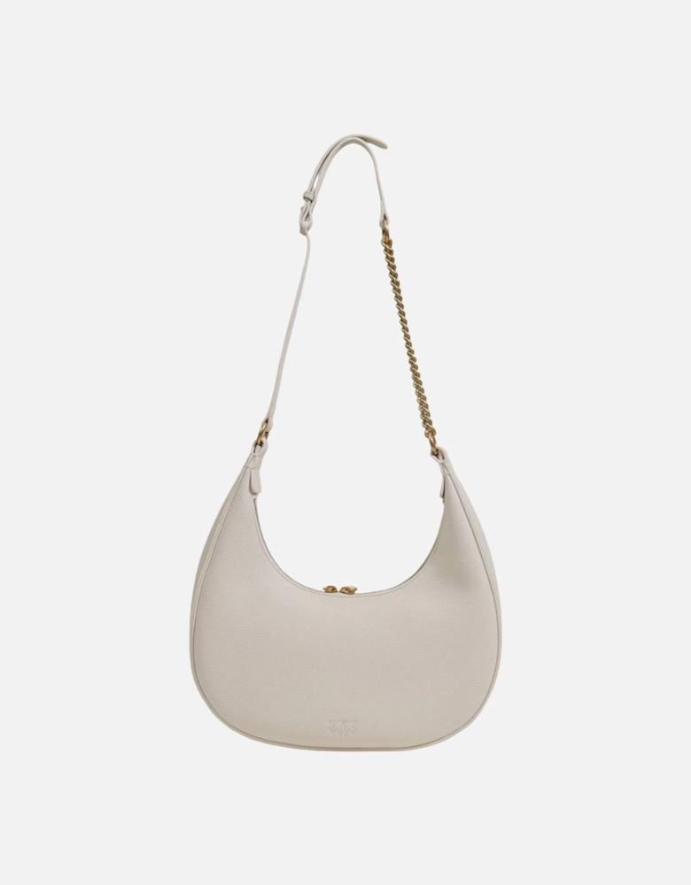 Leather Shoulder Bag with Zip Closure Women - White