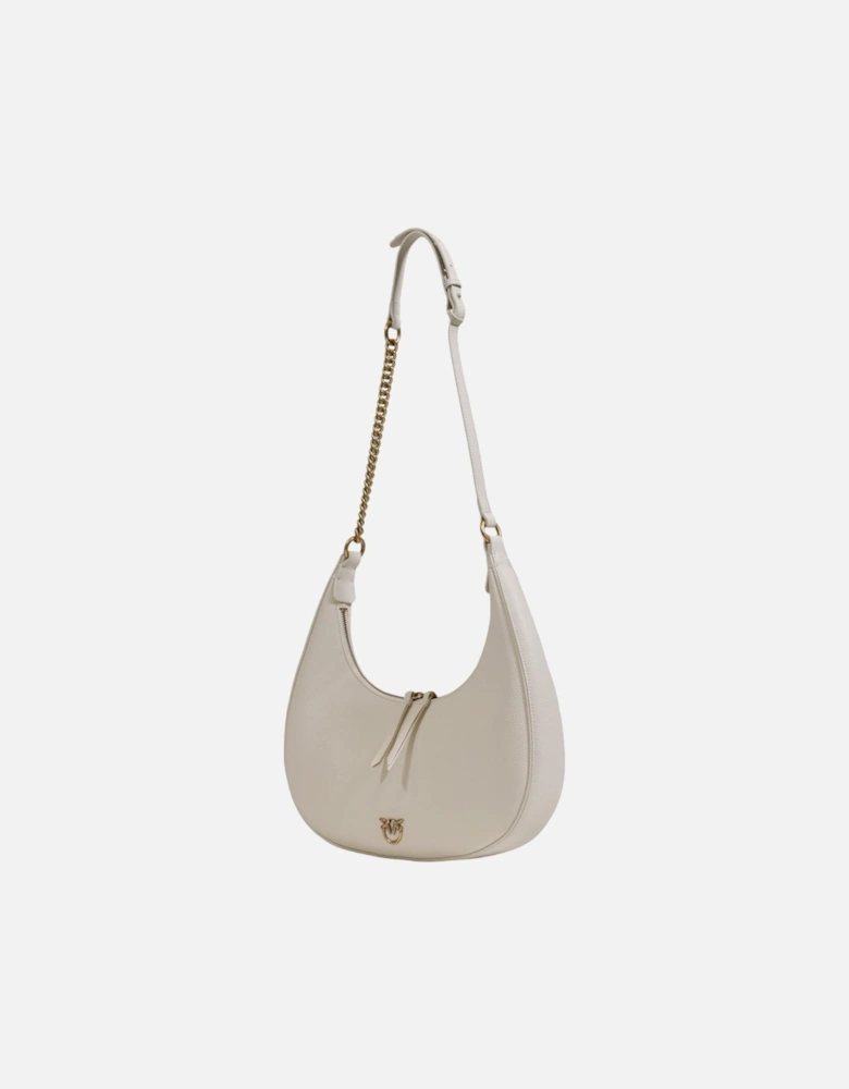 Leather Shoulder Bag with Zip Closure Women - White