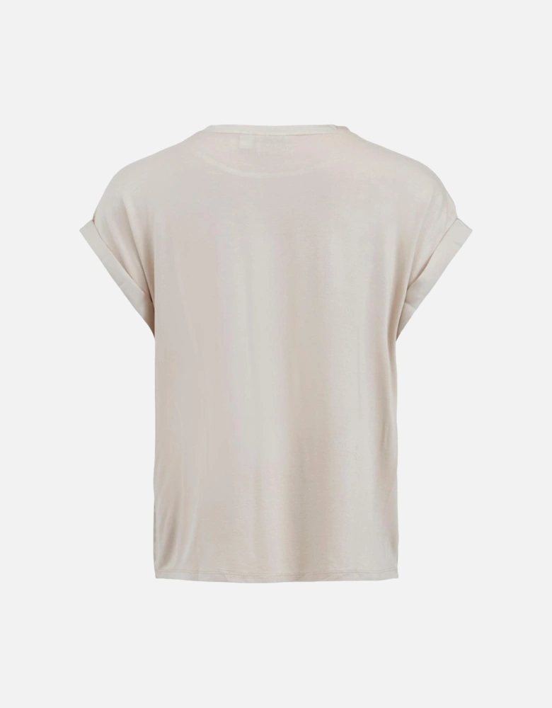 Gold Plain Short Sleeve Round Neck Womens T-Shirt Blouses