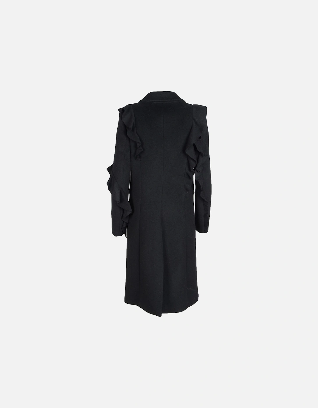 Alpaca Blend Buttoned Coat with Lapel Collar Women - Black