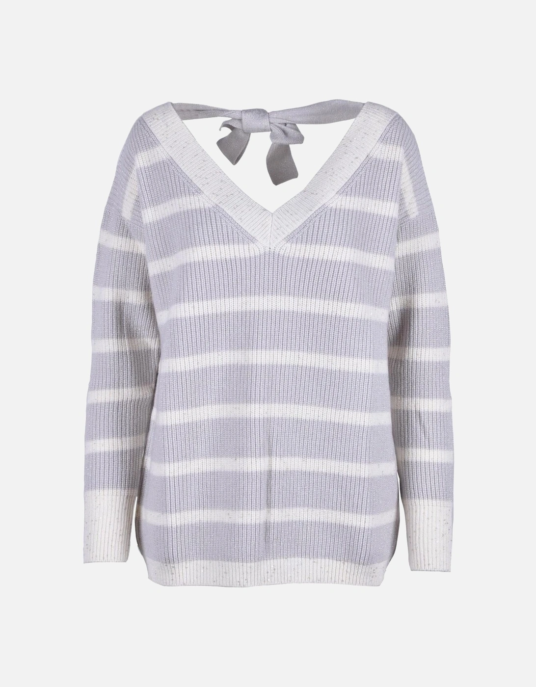 Striped V-Neck Knitwear with Long Sleeves and Lace Fastening Women -, 3 of 2