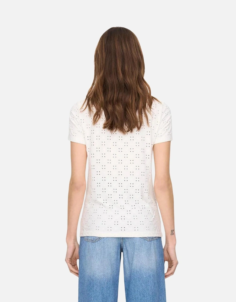 Eyelet Detail TShirt Relaxed Fit Women - White Shirts