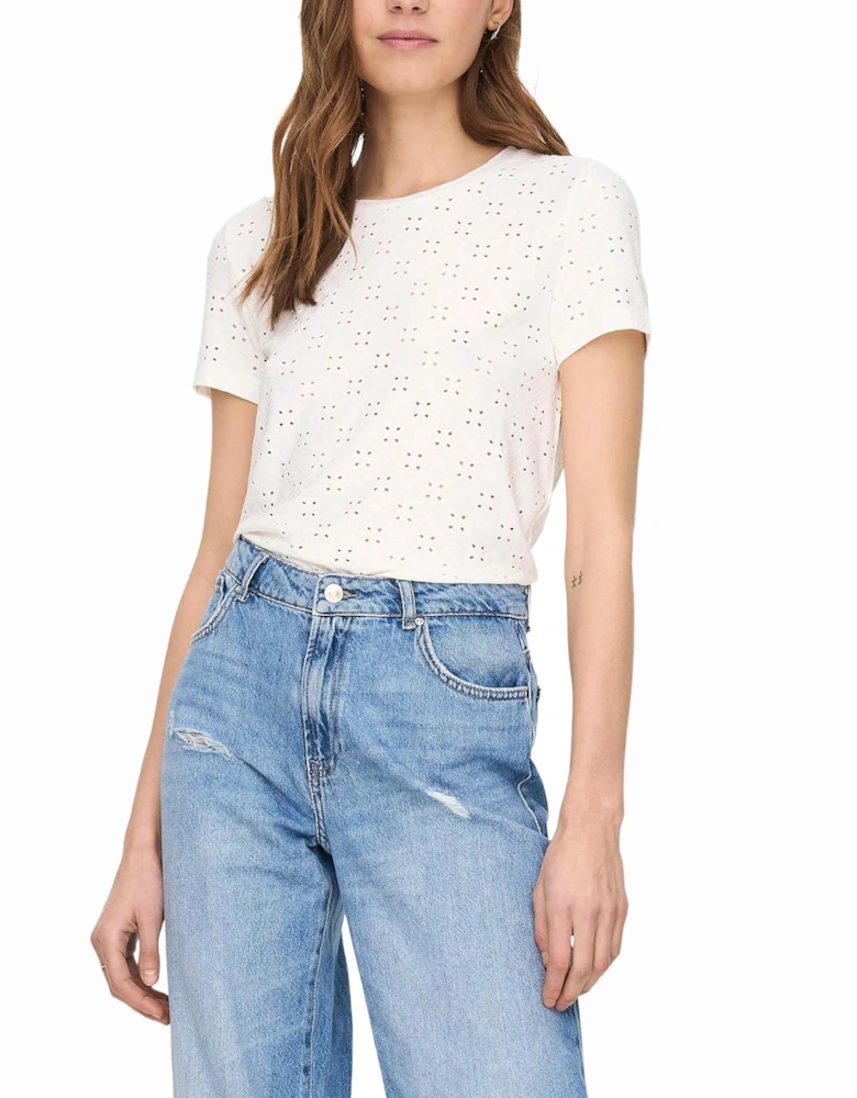 Eyelet Detail TShirt Relaxed Fit Women - White Shirts