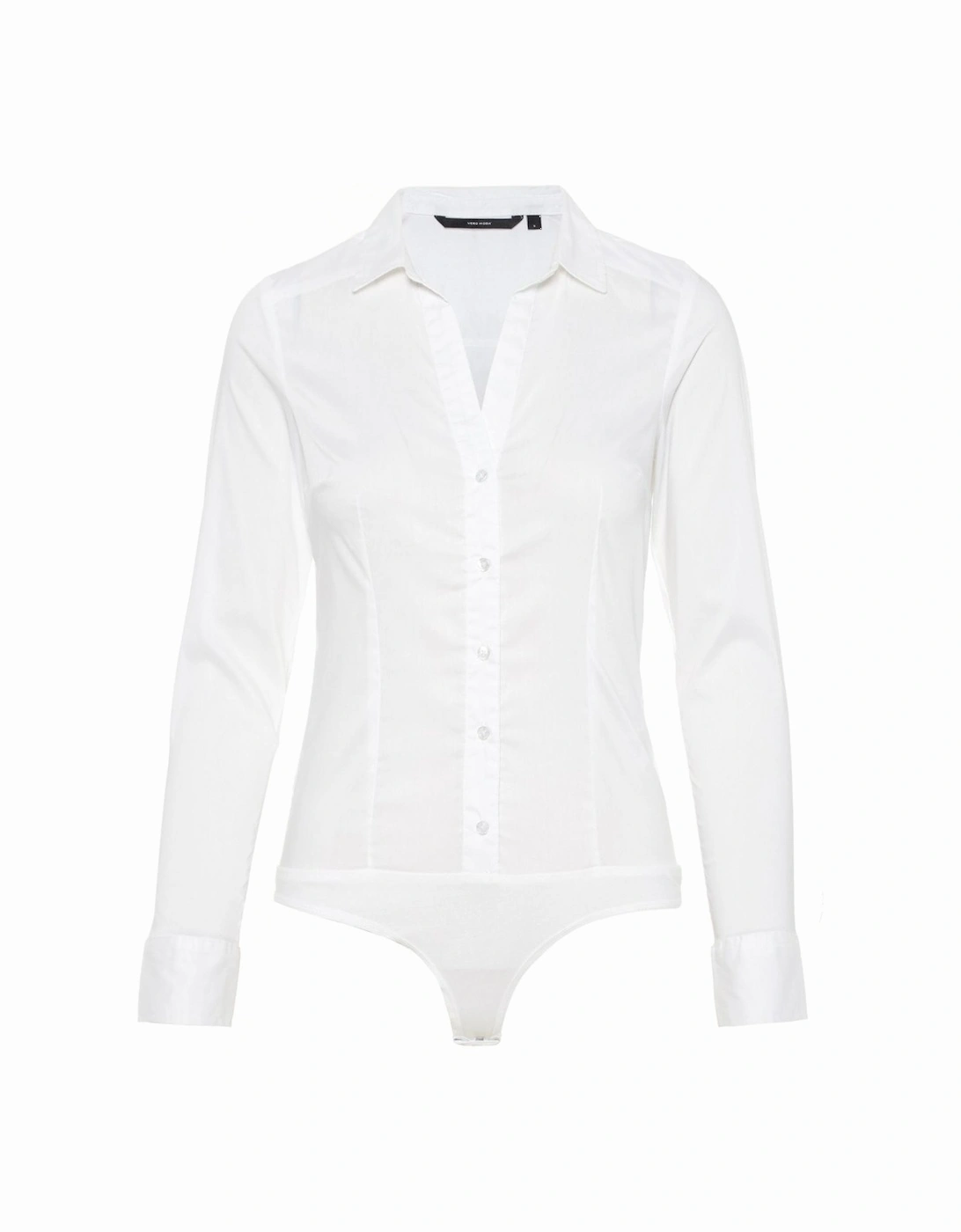 Long Sleeve Poplin Bodysuit Women - White Shirts, 4 of 3