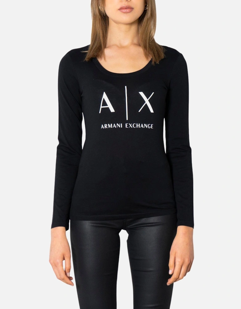 Long Sleeve Print T-Shirt Women - Black Shirts