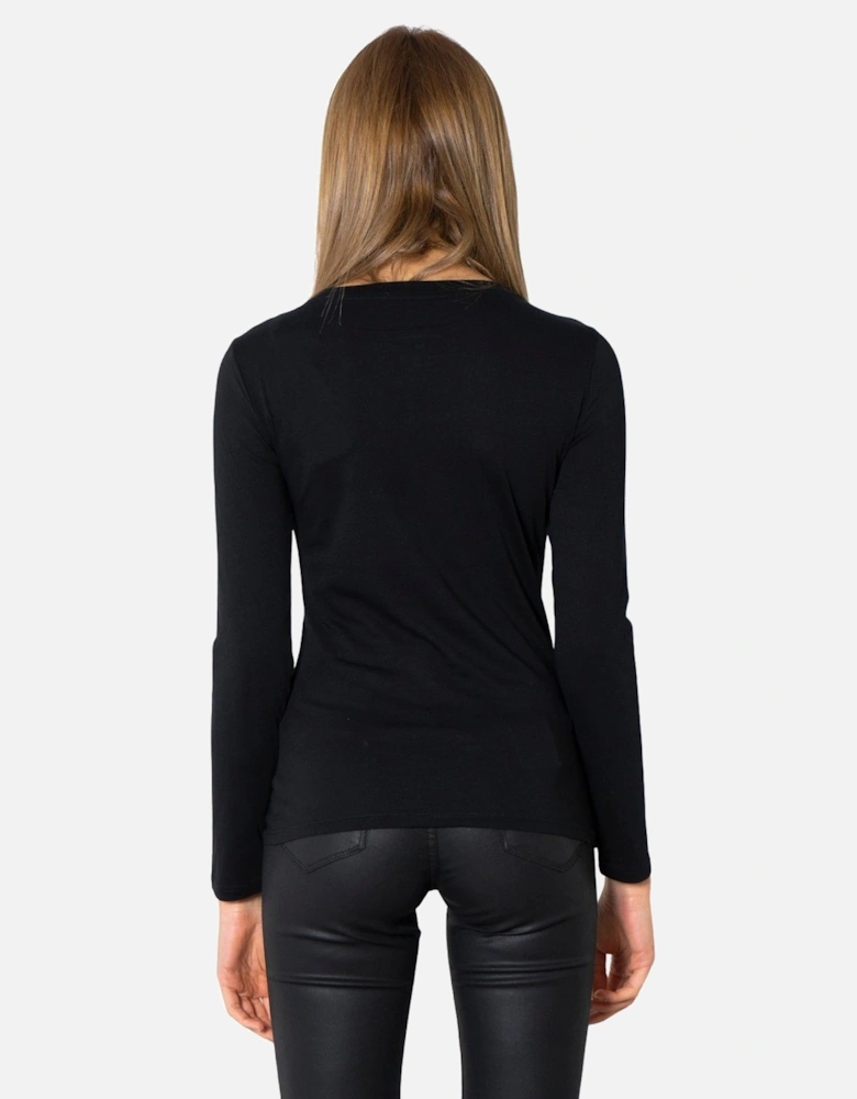Long Sleeve Print T-Shirt Women - Black Shirts