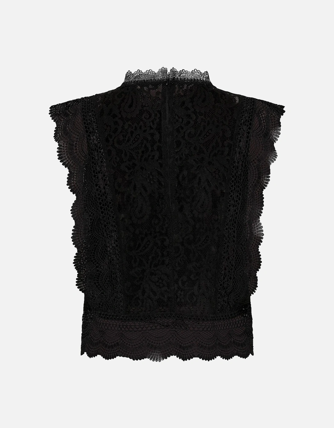 Lace Top High Neck Sleeveless Women - Black