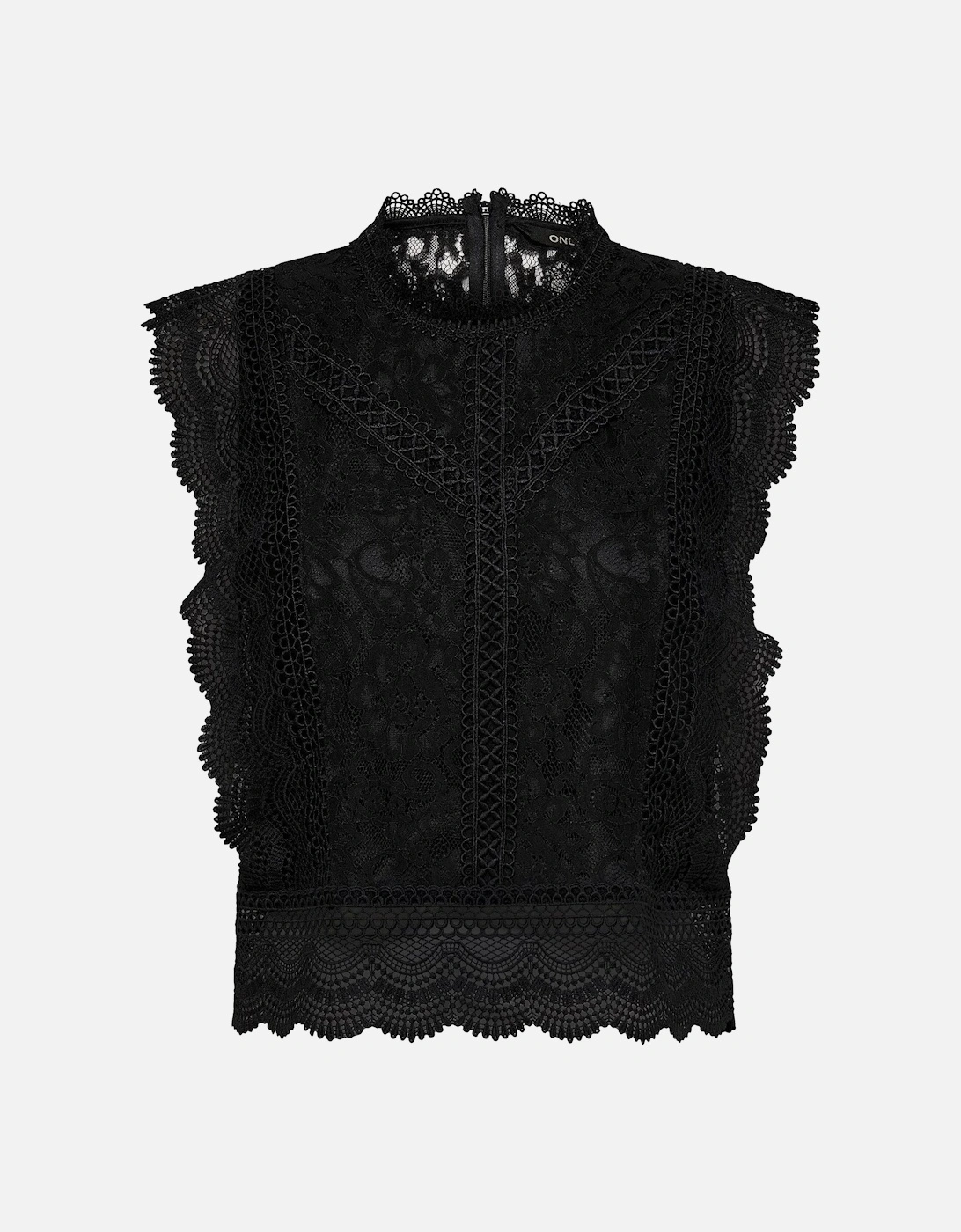 Lace Top High Neck Sleeveless Women - Black, 3 of 2