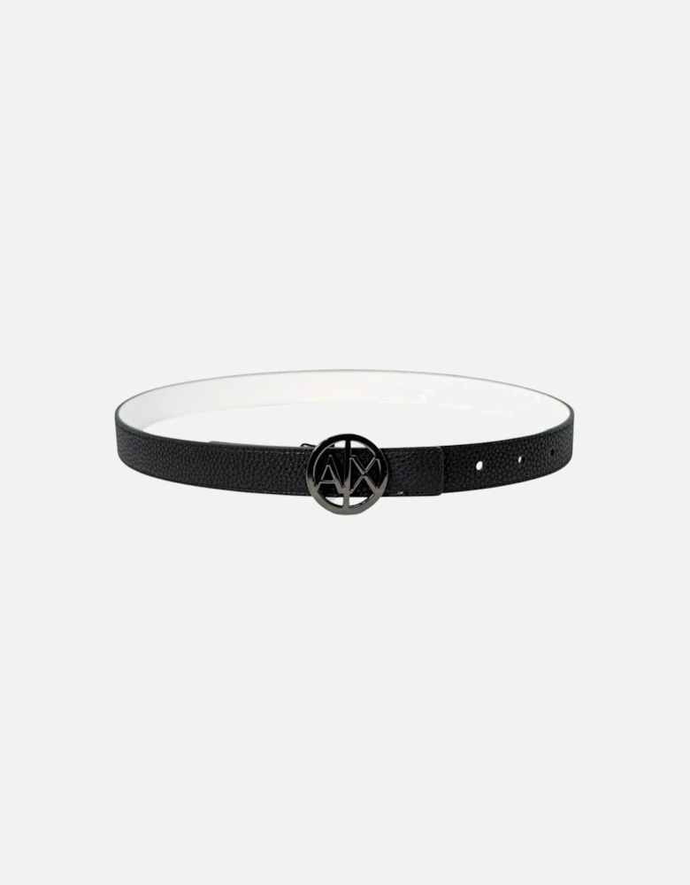 AX Logo Belt Pebbled Leather 952776 Women - Black
