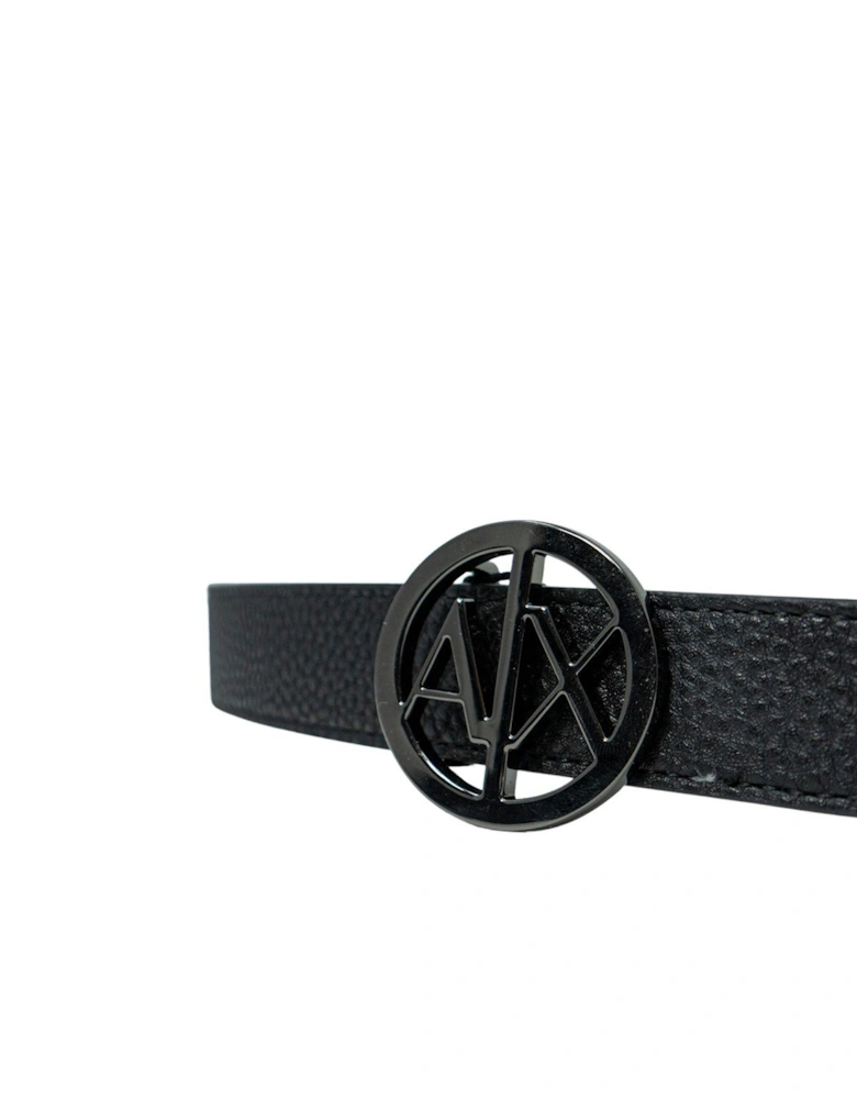 AX Logo Belt Pebbled Leather 952776 Women - Black