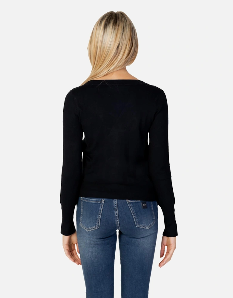 VNeck Button Cardigan Classic Knitwear Women - Black Sweaters