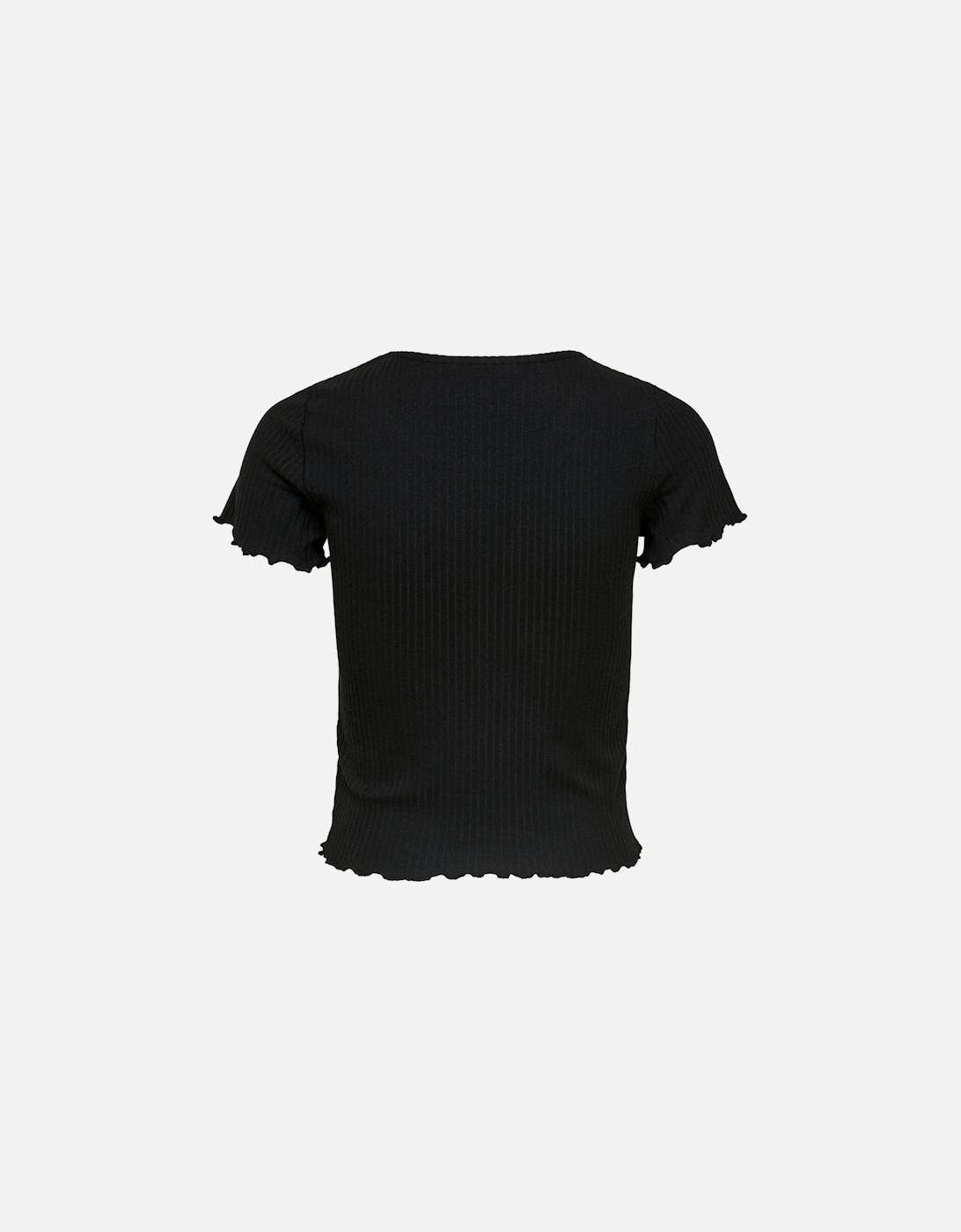 Ribbed TShirt Short Sleeve Black Women Shirts
