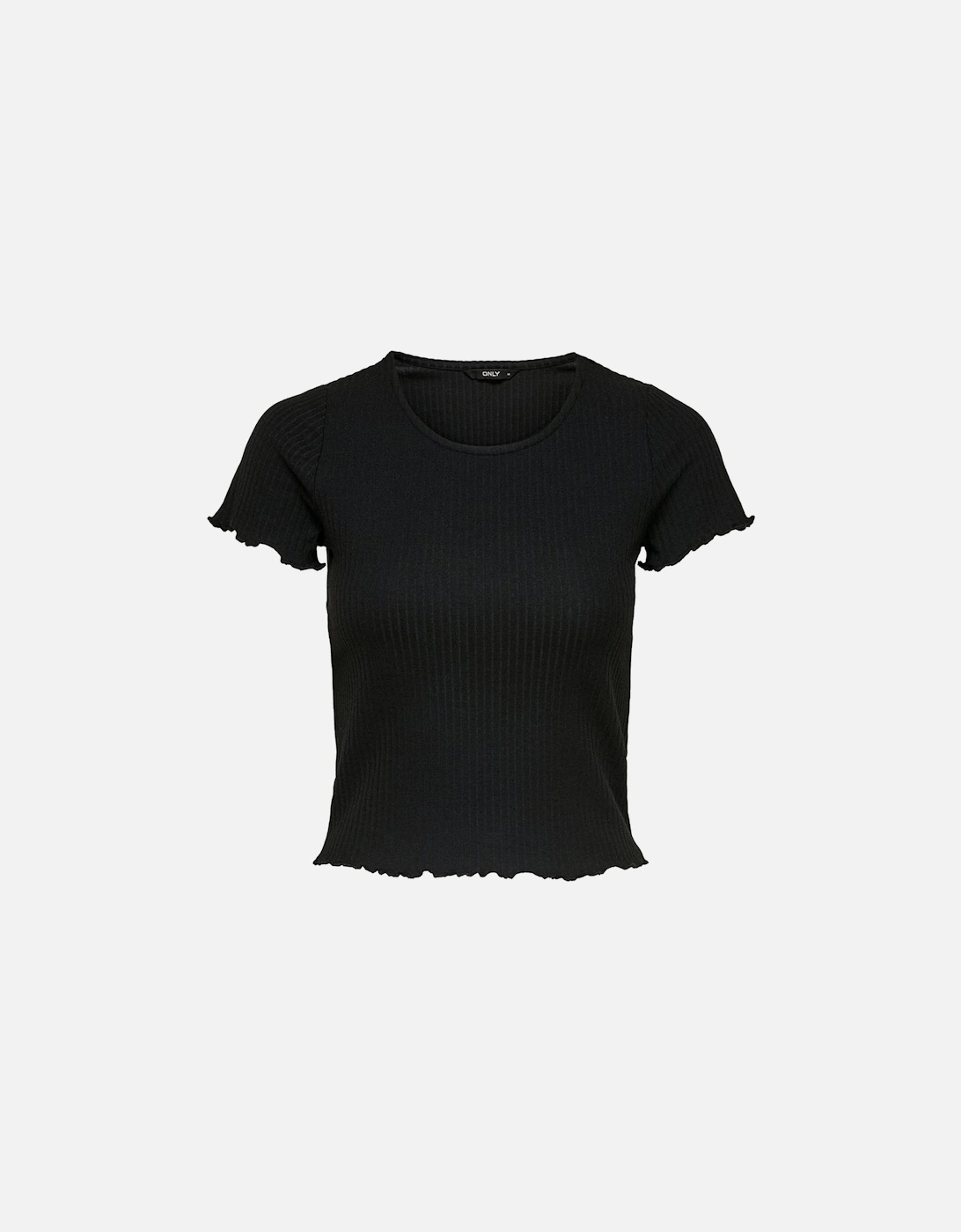 Ribbed TShirt Short Sleeve Black Women Shirts, 3 of 2