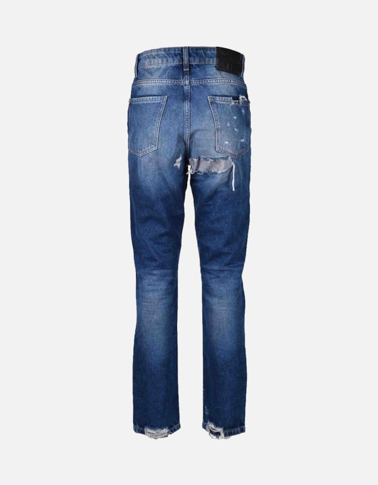 Light Blue Ripped Effect Jeans Women