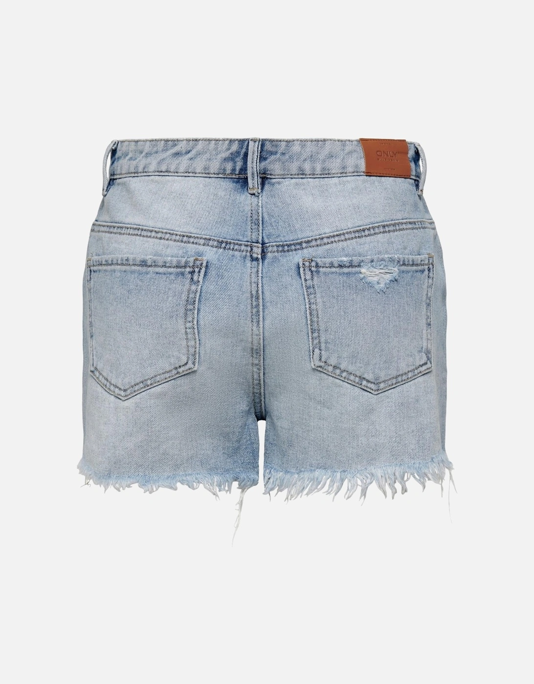 Blue Ripped Cotton Shorts Women