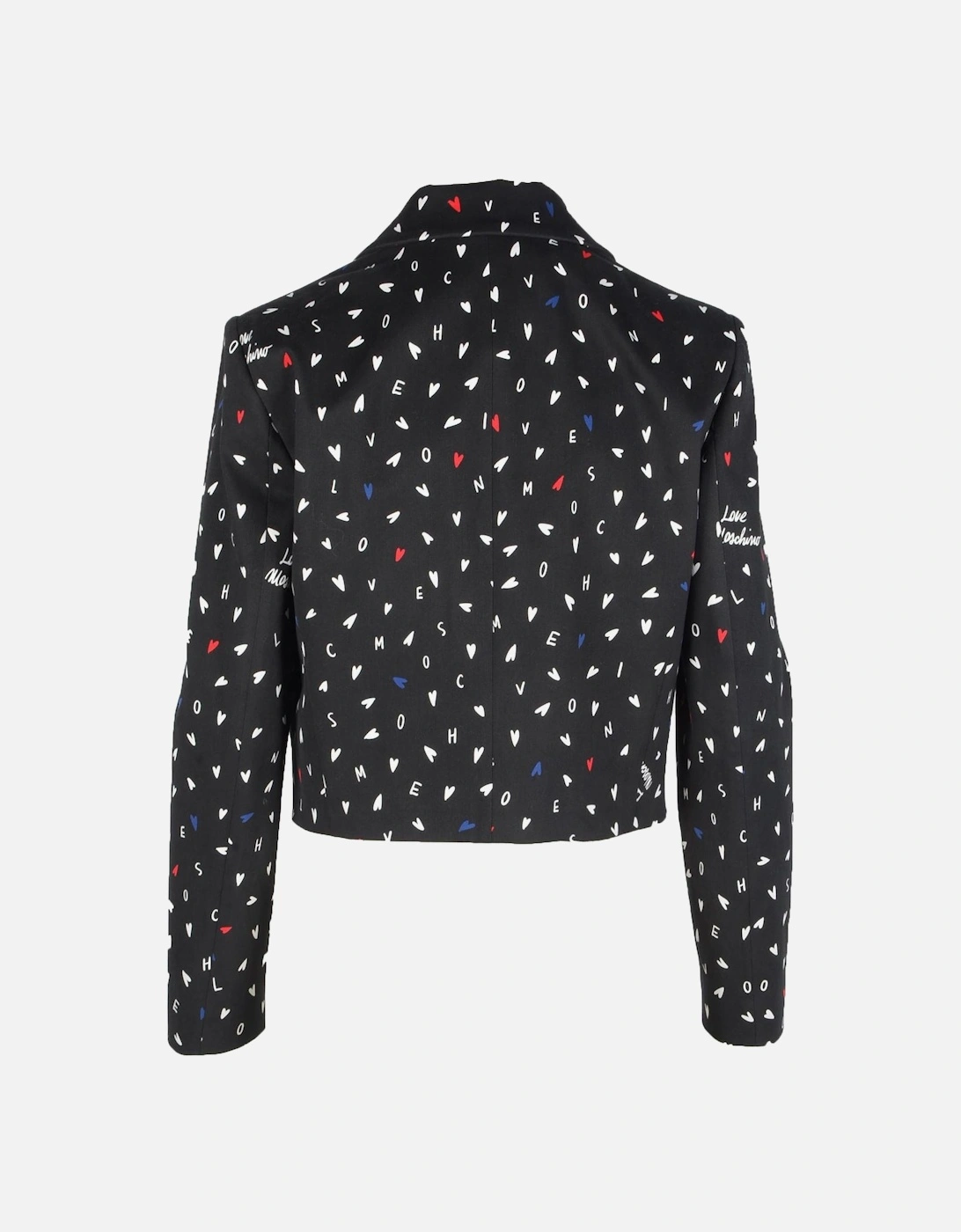 Womens Print Button Blazer - Black