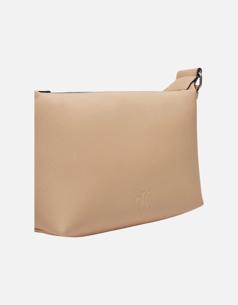 Zip Fastening Plain Polyurethane Bag Women - Beige