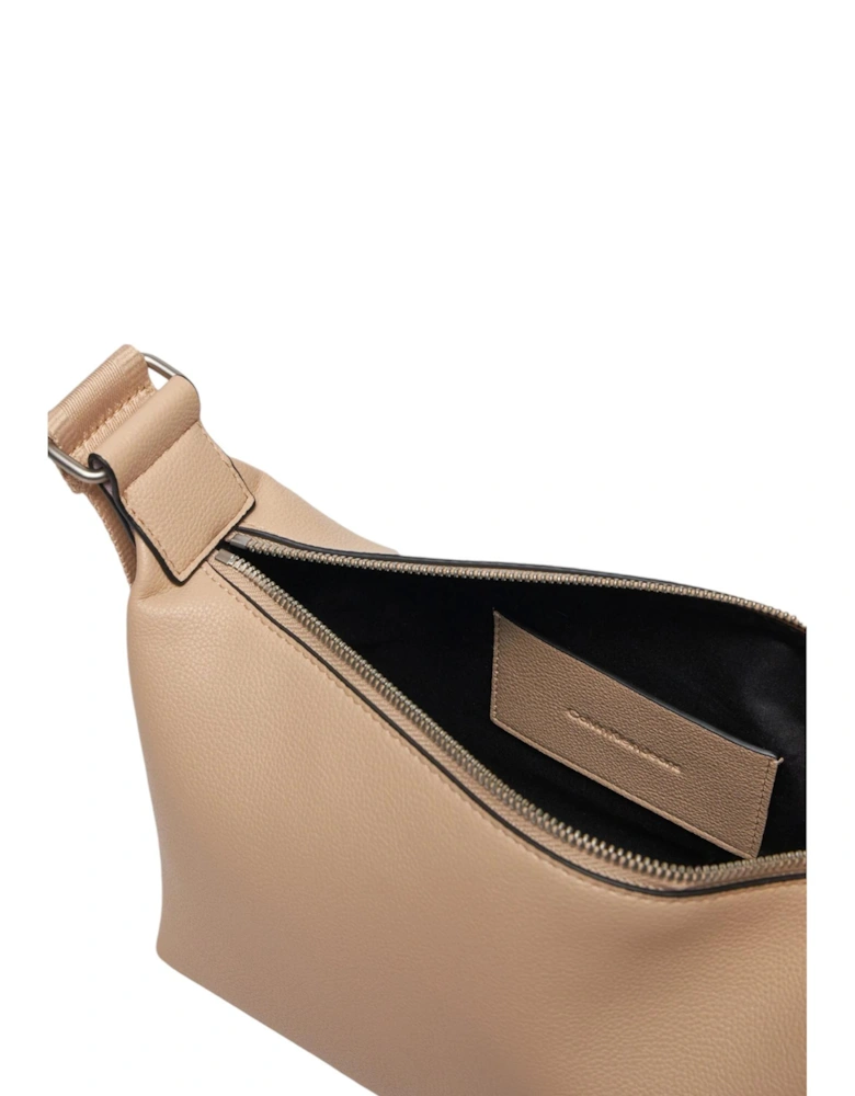 Zip Fastening Plain Polyurethane Bag Women - Beige