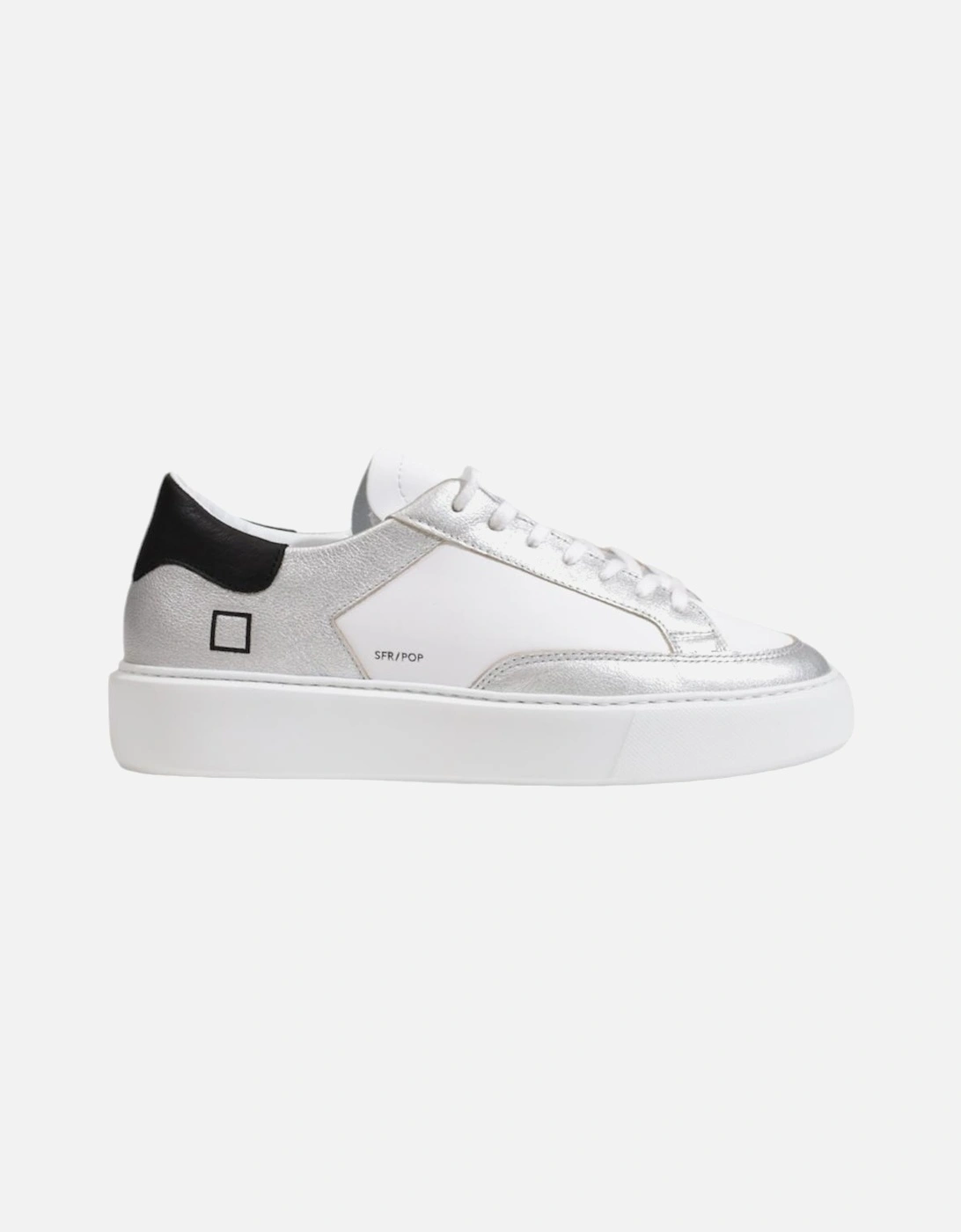 Leather Lace-Up Sneakers with Rubber Sole Women - Silver, 4 of 3