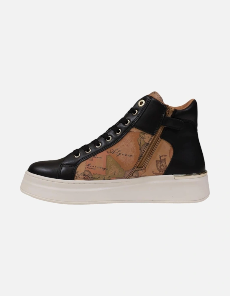 Lace-Up Rubber Sole Polyurethane Shoes Women - Black Sneakers