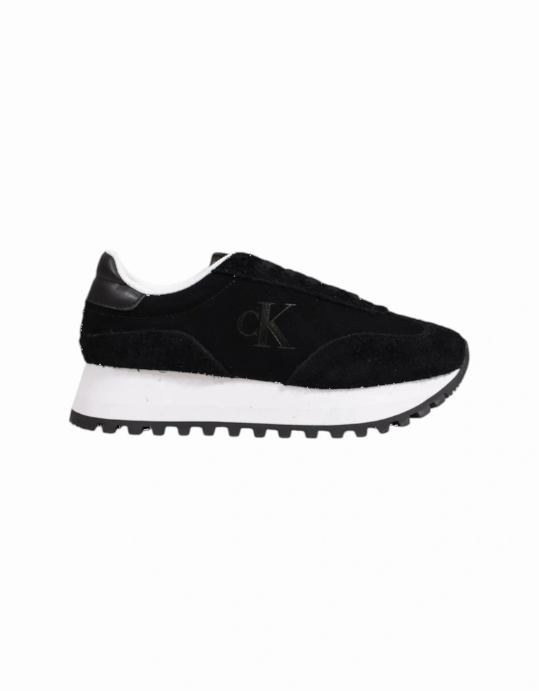 Leather Lace-Up Shoes with Rubber Sole Women - Black Sneakers