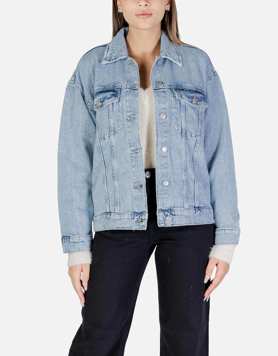 Classic Button-Up Long Sleeve Jacket Women - Light Blue Jackets, 4 of 3