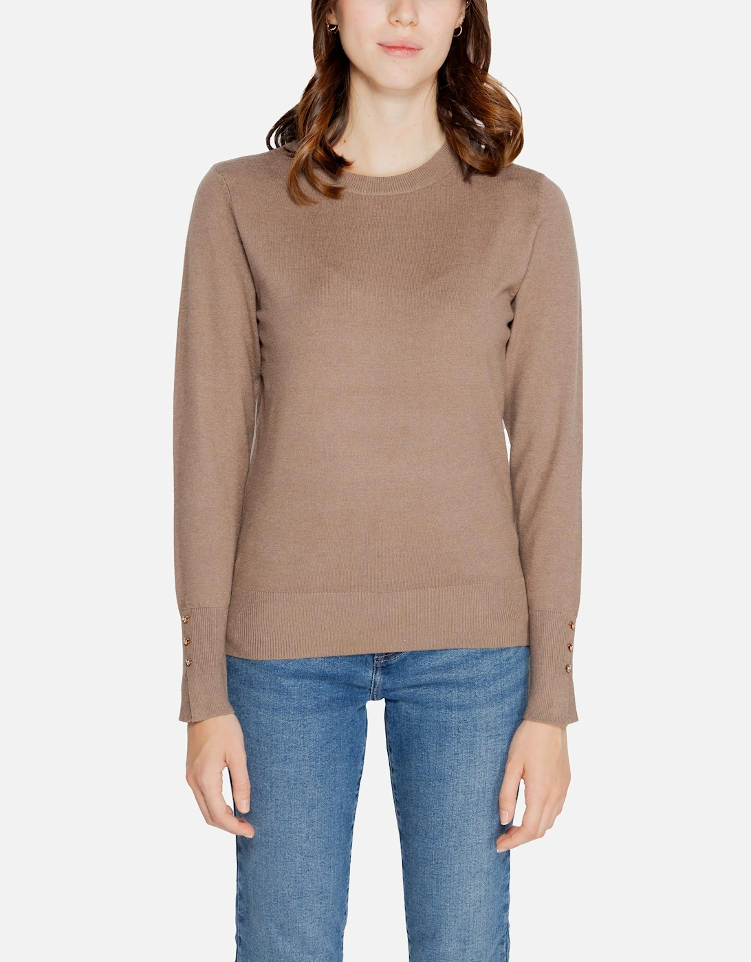 Beige Round Neck Long Sleeve Knitwear Women, 4 of 3