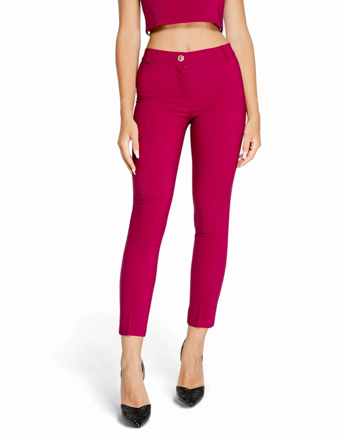 Zip and Button Trousers Women - Bordeaux, 4 of 3