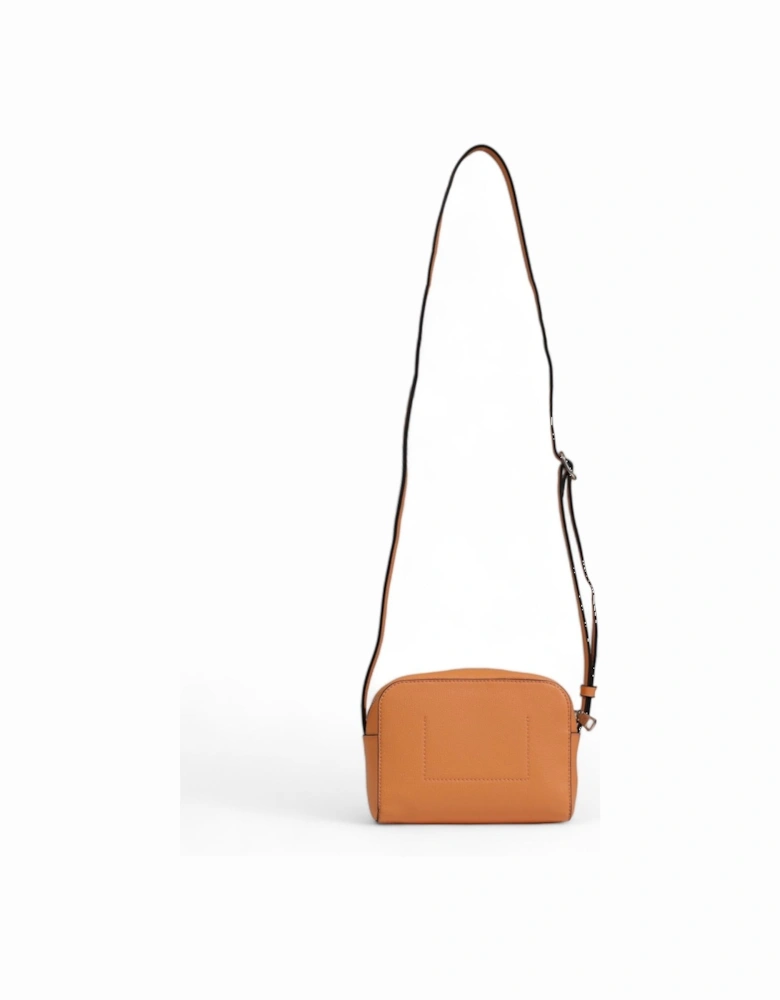 Orange Faux Leather Shoulder Bag with Front Pockets Women