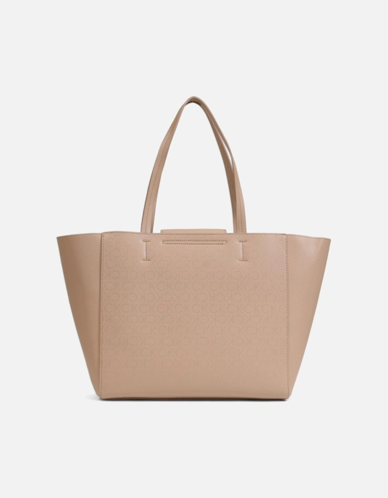 Beige Plain Polyester Handbag with Buckle/Bow Fastening Women Bags