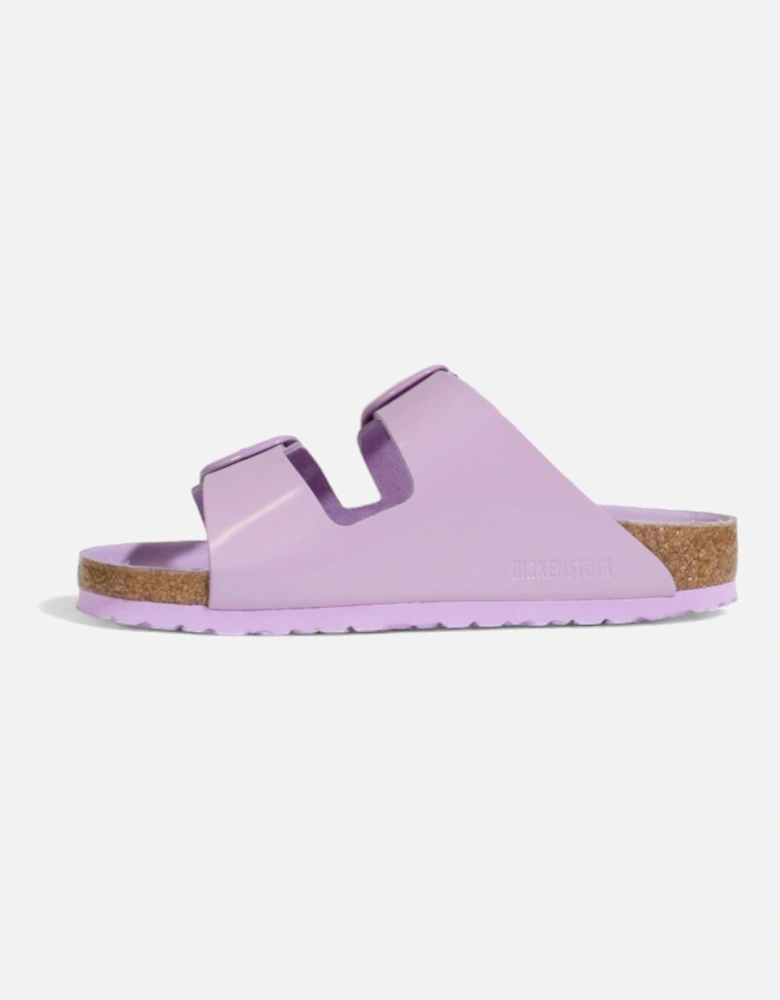 Rubber Sole Plain Slip-On Slippers in Liliac Leather Women