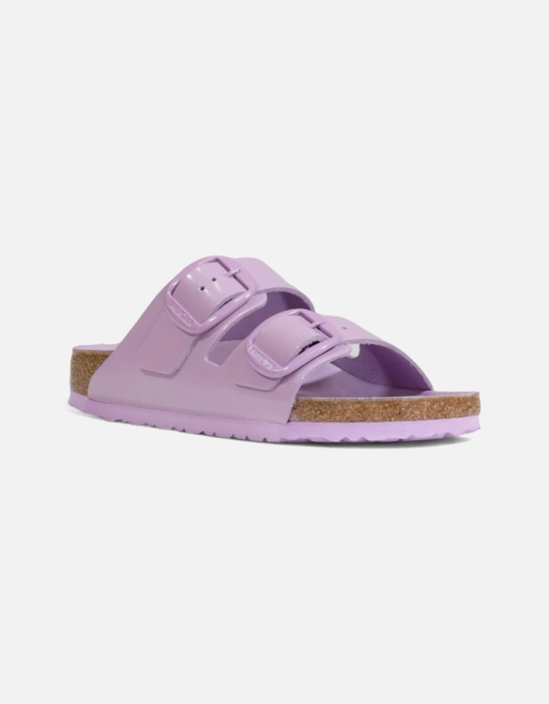 Rubber Sole Plain Slip-On Slippers in Liliac Leather Women