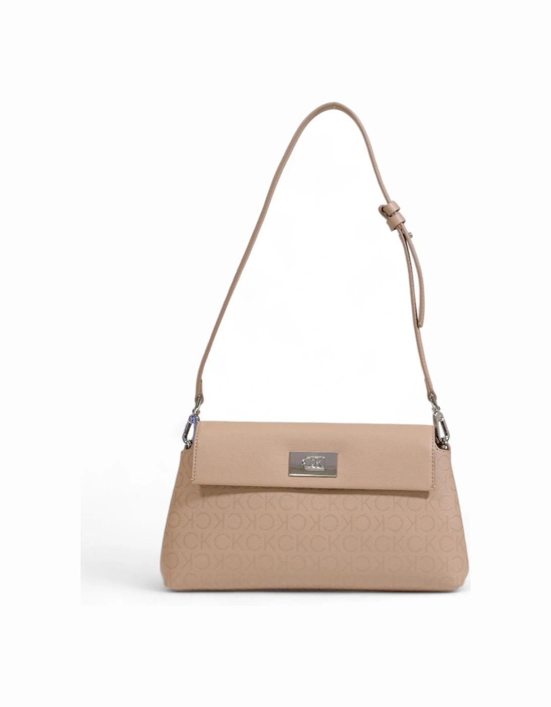 Printed Beige Shoulder Bag with Clip Fastening Women, 4 of 3