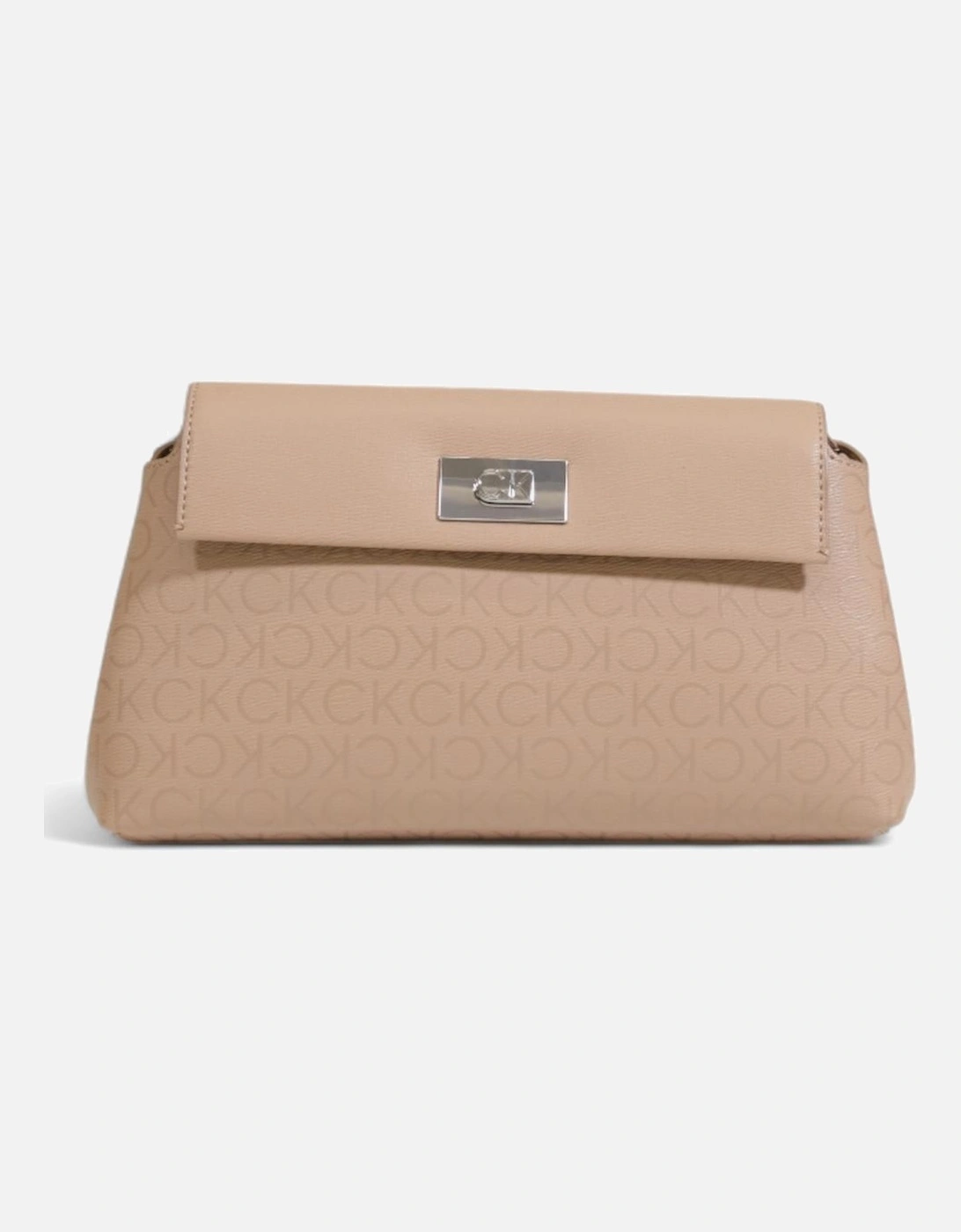 Printed Beige Shoulder Bag with Clip Fastening Women